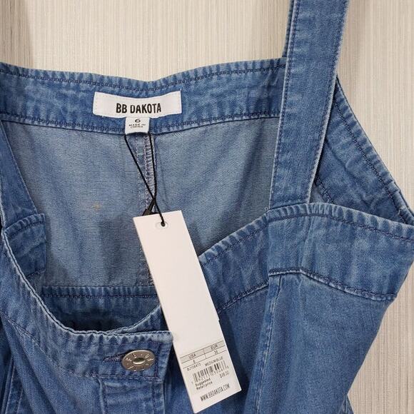 BB Dakota NWT button front jumper bustier style chambray dress woman's size 6 - Picture 2 of 10